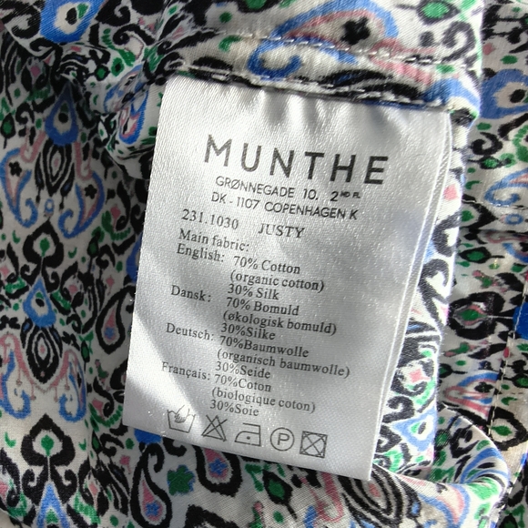 MUNTHE Justy Organic Cotton And Silk Multicolor Blouse 34  S - Picture 12 of 12